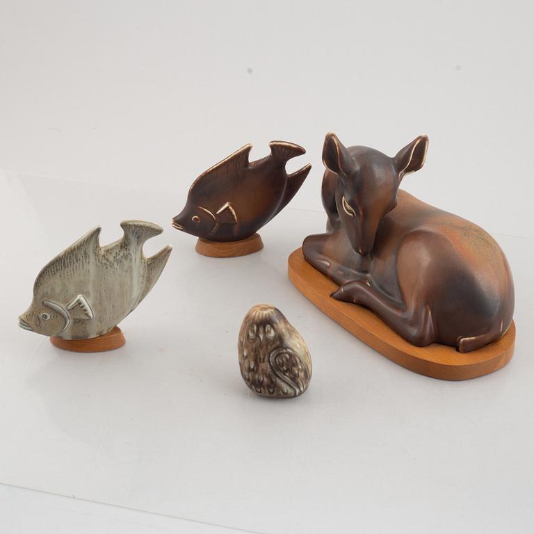 Gunnar Nylund, four stoneware figurines, Rörstrand.