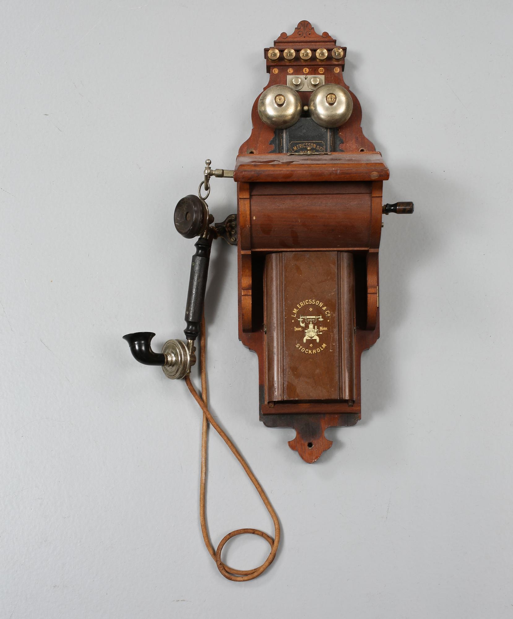 VÄGGTELEFON, LM Ericsson & Co, Stockholm, tidigt 1900-tal.