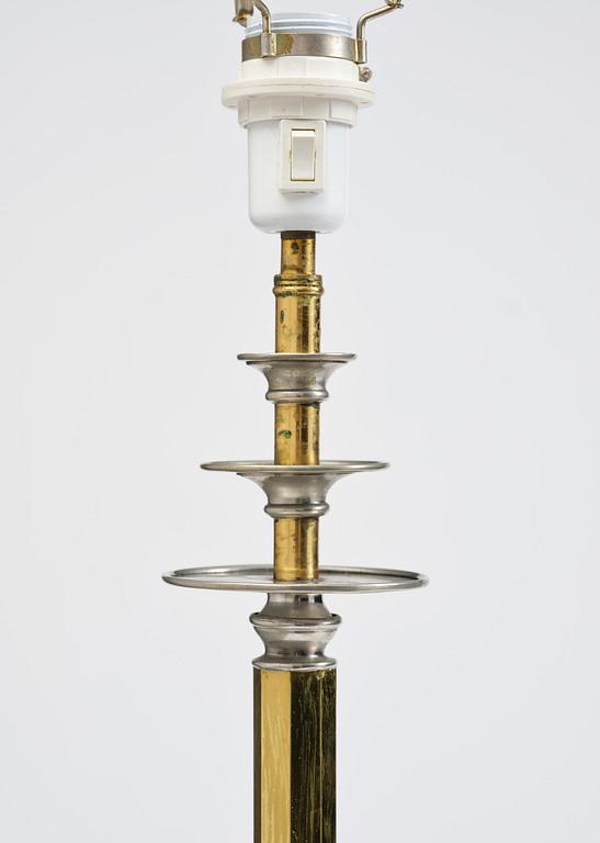 Nils Fougstedt, & Anna Petrus, a pewter and brass floor lamp model A 763, Firma Svenskt Tenn, Stockholm, 1930.