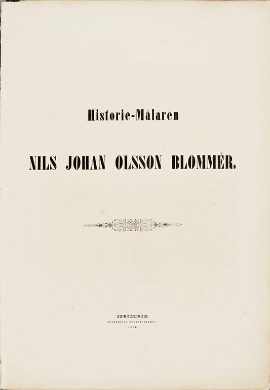 NILS JAKOB OLSSON BLOMMÉR, gravyrer, 9 st, "NJO Blommérs taflor" Högbergska boktryckeriet, Stockholm, 1854.