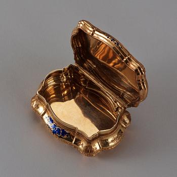 DOSA, guld 14K och emalj, Schweiz 1800-talets andra hälft. Nyrokoko.