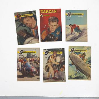 Comic books, a collection, including "Serie-Magasinet Kilroy", "Tarzan med stjärnmagasinet" and "Serie-Magasinet".