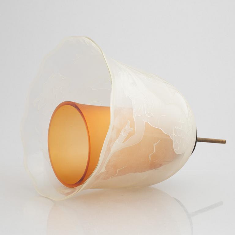 A Swedish Modern lamp shade, Kjell Löwenadler, Glössner, mid-20th Century.