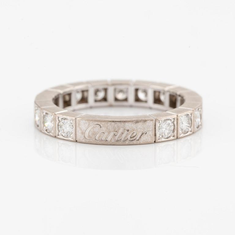 An 18K white gold Cartier ring set with round brilliant-cut diamonds.