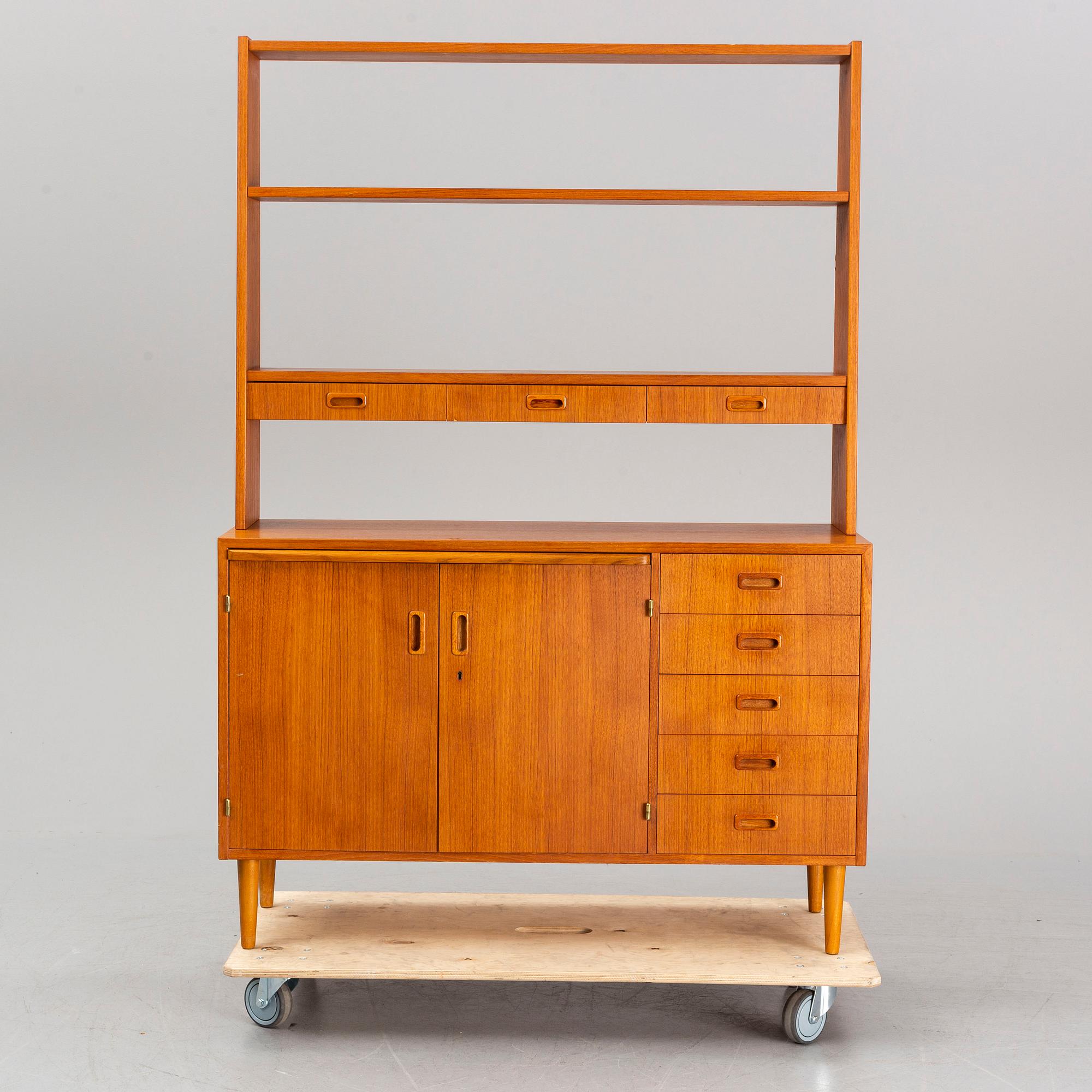 A taek veneered bookcase, 1950's/60's.