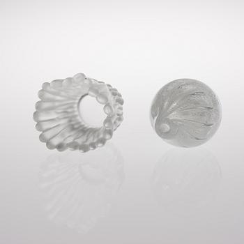 TAPIO WIRKKALA, TAIDELASIA, 2 kpl, "Jäkälä" 3515 ja maljakko, signeeratut Tapio Wirkkala Iittala.