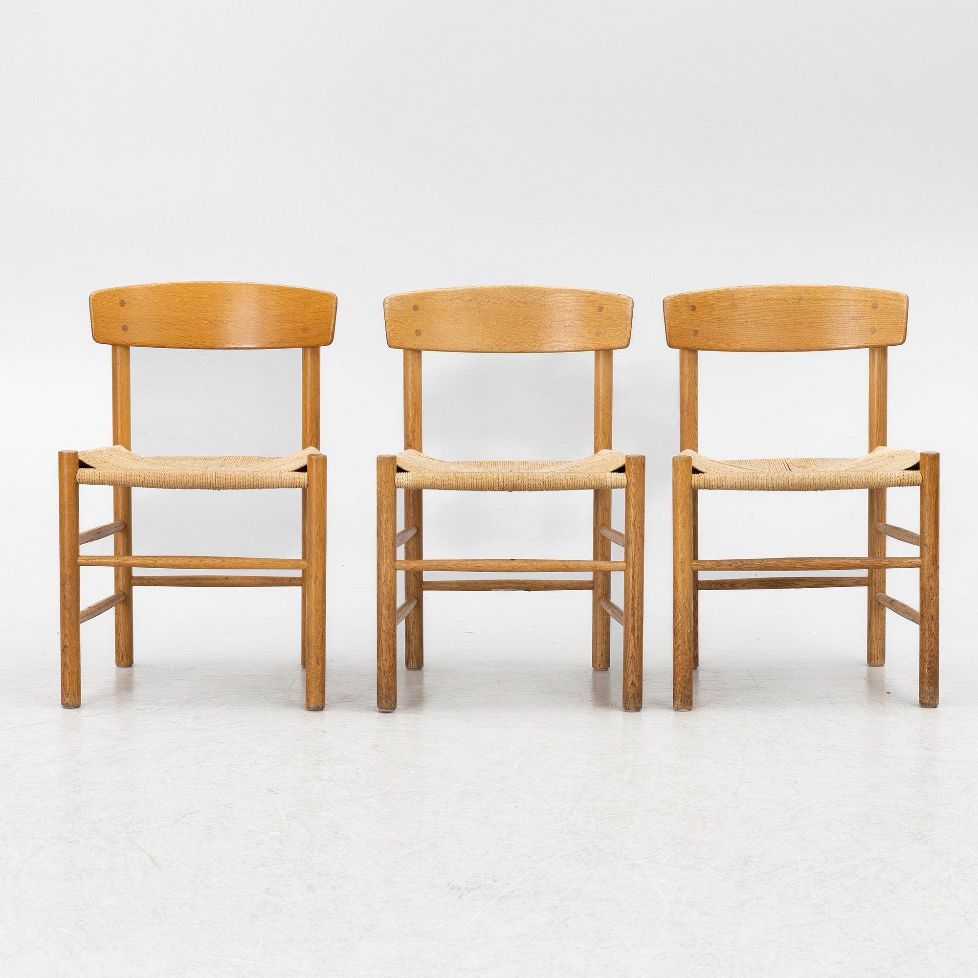 Børge Mogensen, three model "j39" chairs, FDB, Denmark, second half of the 20th century.