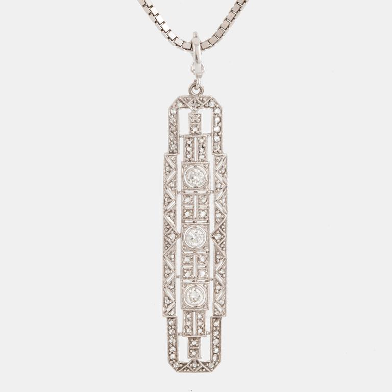 Hänge 18K vitguld med briljant- och rosenslipade diamanter.