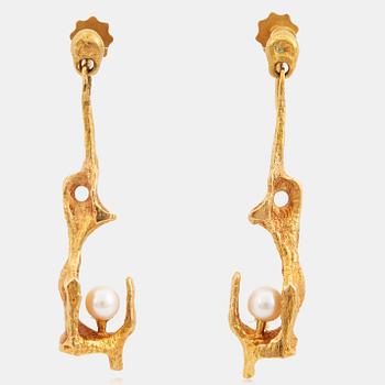 938. A pair of 18K gold Lapponia earrings design Björn Weckström.