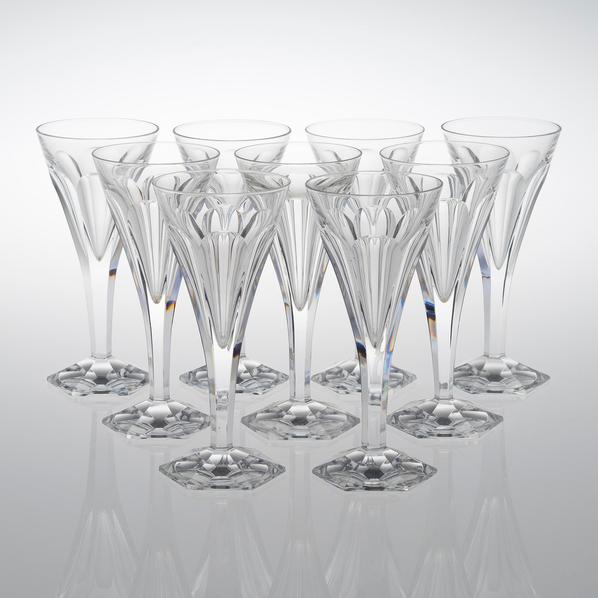 Nine glasses, 20th century.