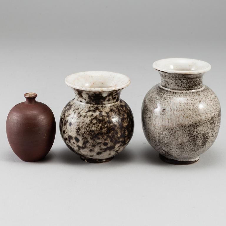 OTTO LINDIG, three stoneware vases, signed.