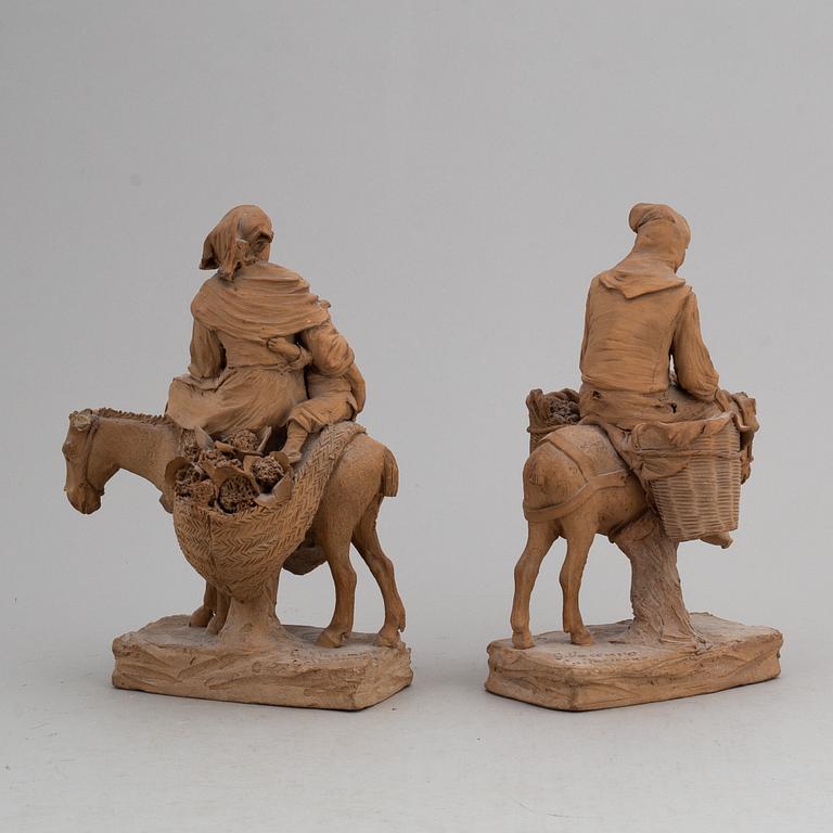 GIUSEPPE VACCARO CALTAGIRONE, two signed terracotta sculptures.