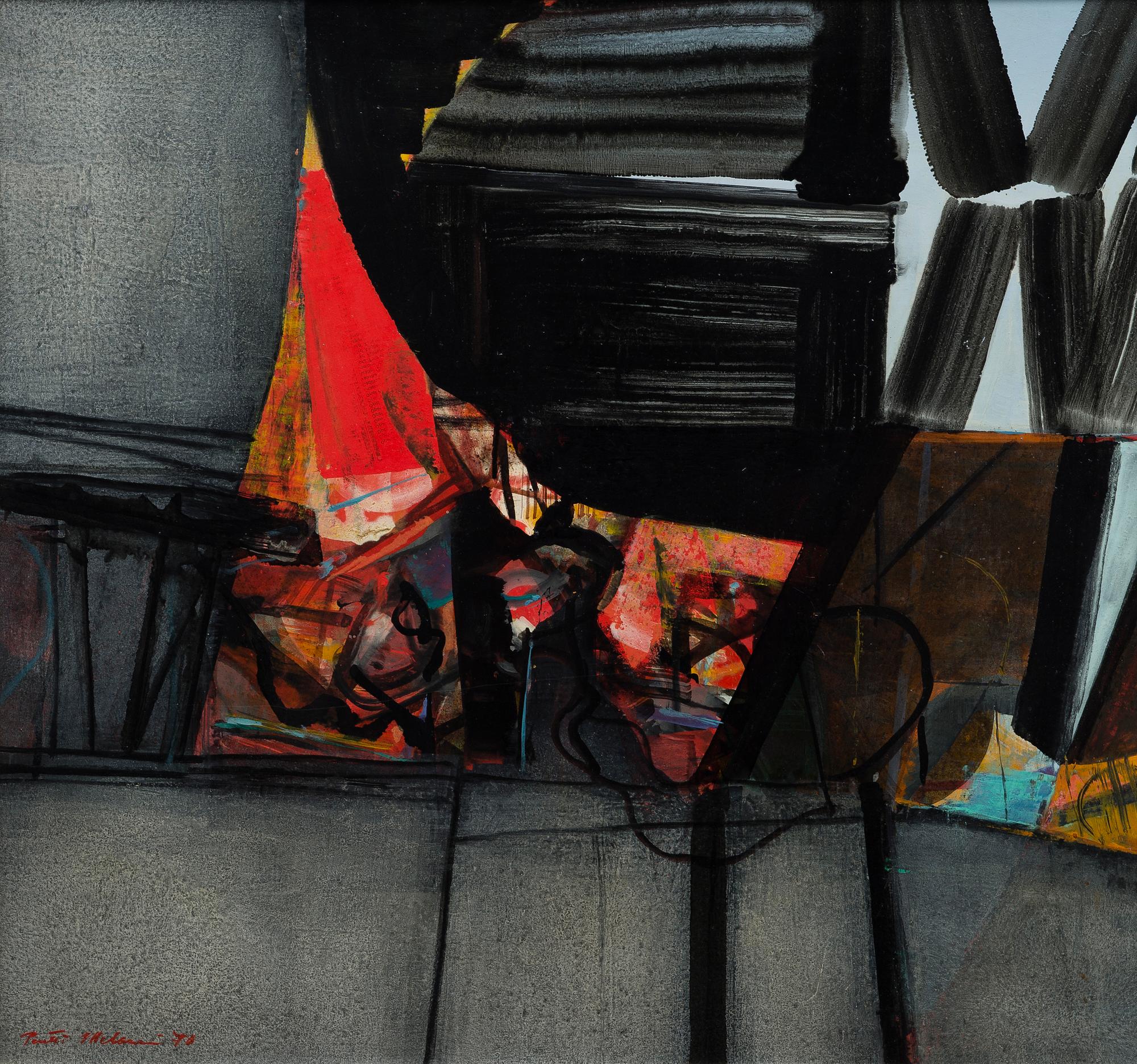 PENTTI MELANEN, öljy kovalevylle, signeerattu ja päivätty -70.