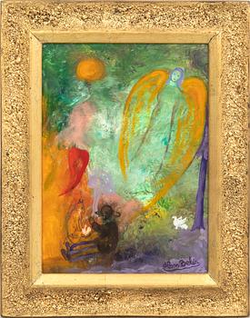 Hans Belin, olja på pannå, signerad.