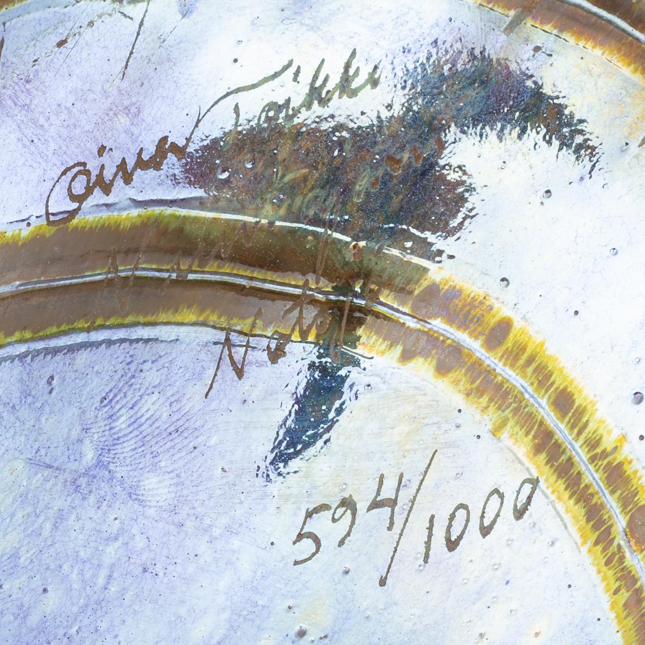 Oiva Toikka, iridecent glass sculpture, "Villihanhi", signed and numbered 594/1000 Nuutajärvi Finland.