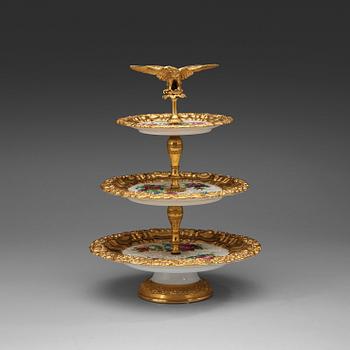 A porcelain cake stand, Imperial porcelain manufactory, St Petersburg, Russia, period of Tsar Nicholas I (1825-55).