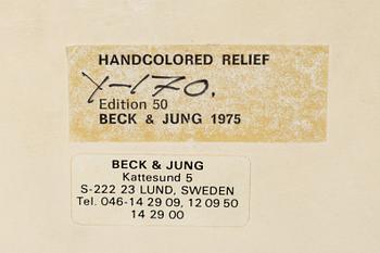 Beck & Jung, handkolorerad relief, 1975,  signerad 17/50.