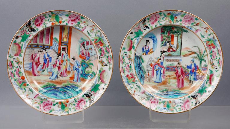 TALLRIKAR, 4 st, porslin, Kina 1800-tal.