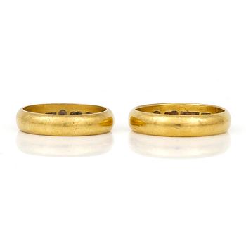 VIGSELRINGAR, 2st, 23K guld, totalt ca 14g.