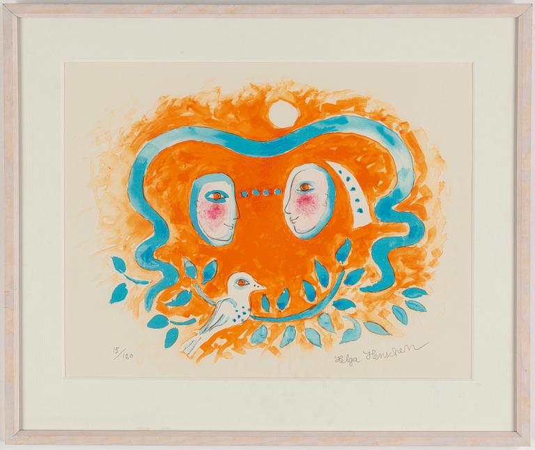 Helga Henschen, litografi, signerad och numrerad 15/120.