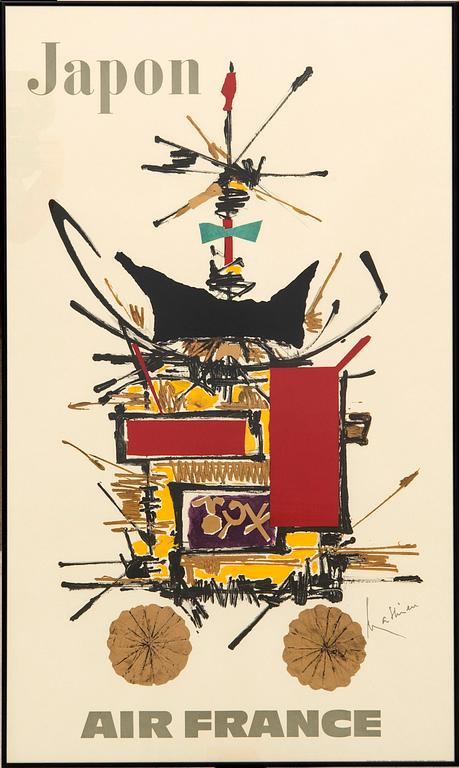 George Mathieu posters, 2 pieces, "Japon Air France" and "France Air France" 1967/68.
