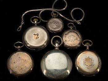 FICKUR, 6 st, 2 st silver. 1800- och 1900-tal.