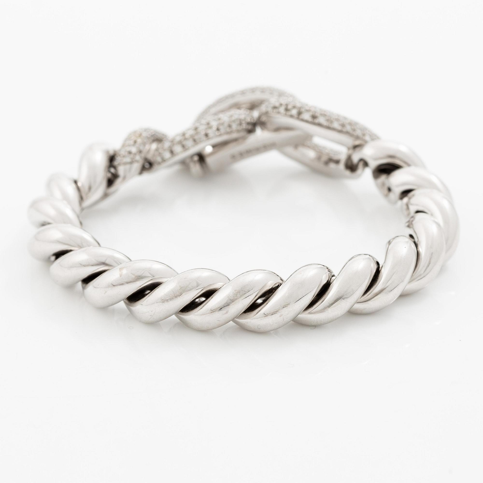 Hermès a bracelet 18K white gold with round brilliant-cut diamonds.