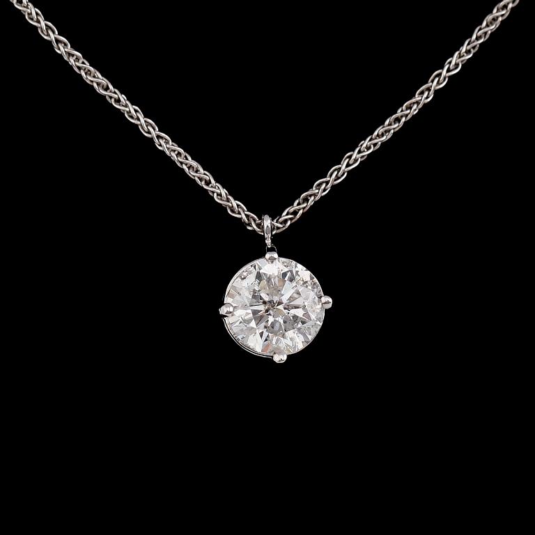 HÄNGE, 18k vitguld, solitär briljantslipad diamant tot ca 1.16 ct.