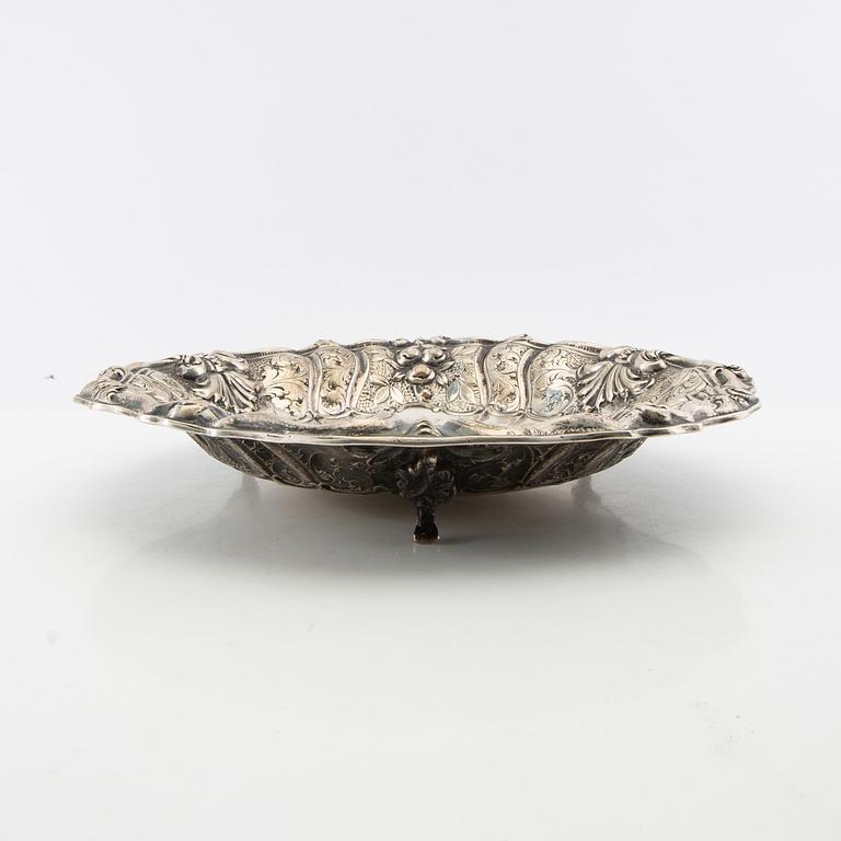 Bowl dish Baroque style silver Swedish import marks.