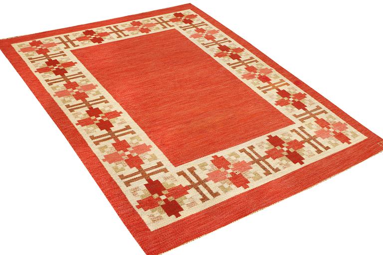 Fredrik Fider, a flat weave carpet, "klostergården", signed FF, c. 308 x 195 cm.