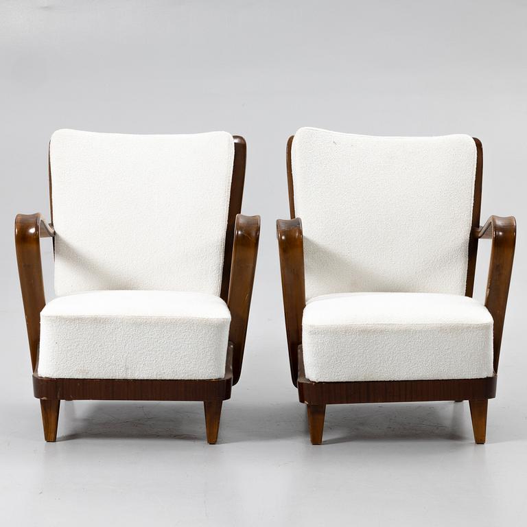 Armchairs, a pair, 1940s/50s.
