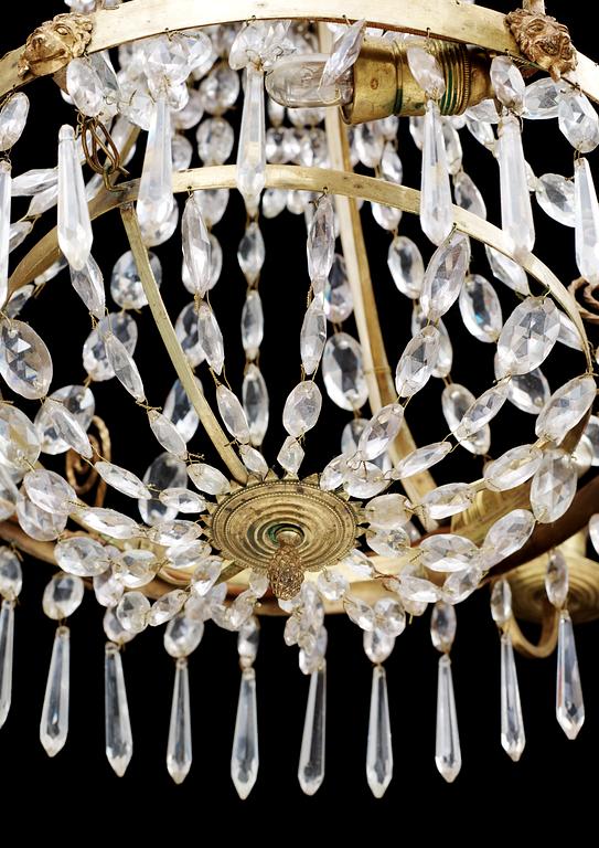A late Gustavian circa 1800 three-light chandelier.