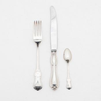 Bestickservis, silver, 18 delar, "Olga", GAB, Stockholm, 1956-62.