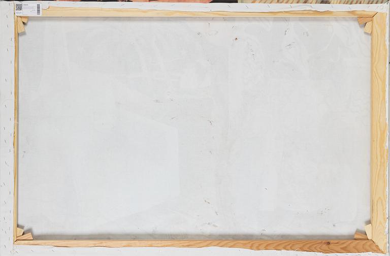 Carl Johan De Geer, digital print on canvas, painted with acrylic, signed and dated 2004.