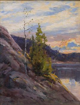 INA SJÖSTRÖM, öljy levylle, signeerattu.