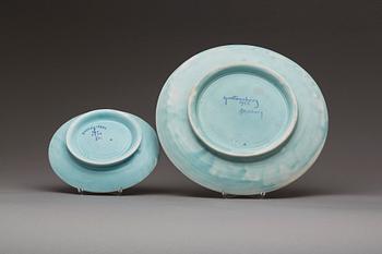 FAT, 2 st, flintgods, "Sgrafitto", Josef Ekberg, Gustavsberg.