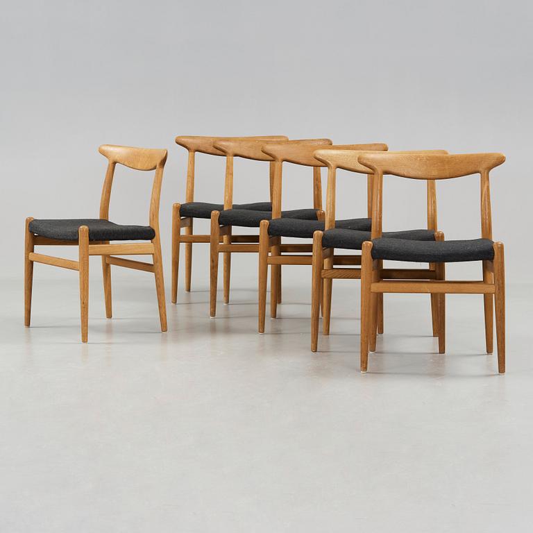 Hans J. Wegner, a set of six oak dining chairs, C. M. Madsen, Denmark 1950's-60's.