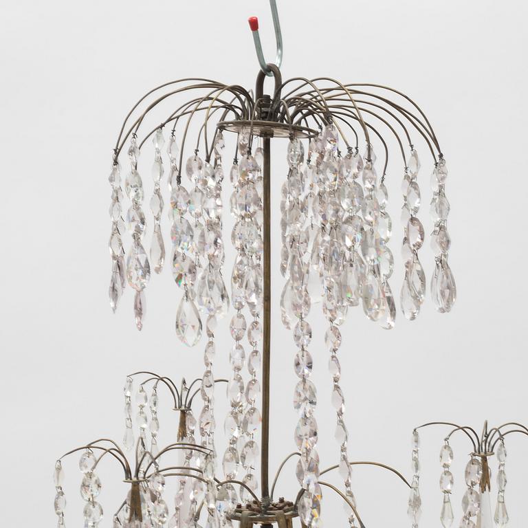 A Gustavian style chandelier, early 20th century incorporating older elements.