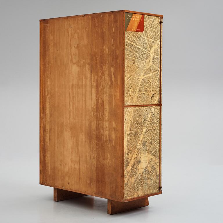 Josef Frank, a cabinet covered with Georges Peltier's 'Plan de Paris à vol d'oiseau', Svenskt Tenn, Stockholm, ca 1937-1943.