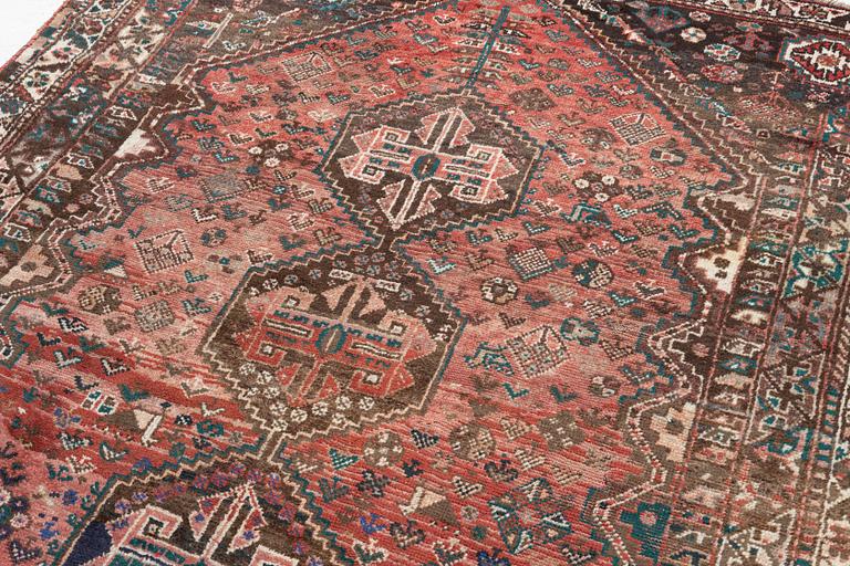 A semi-antique Shiraz rug, Southeast persia, c 250 x 175 cm.