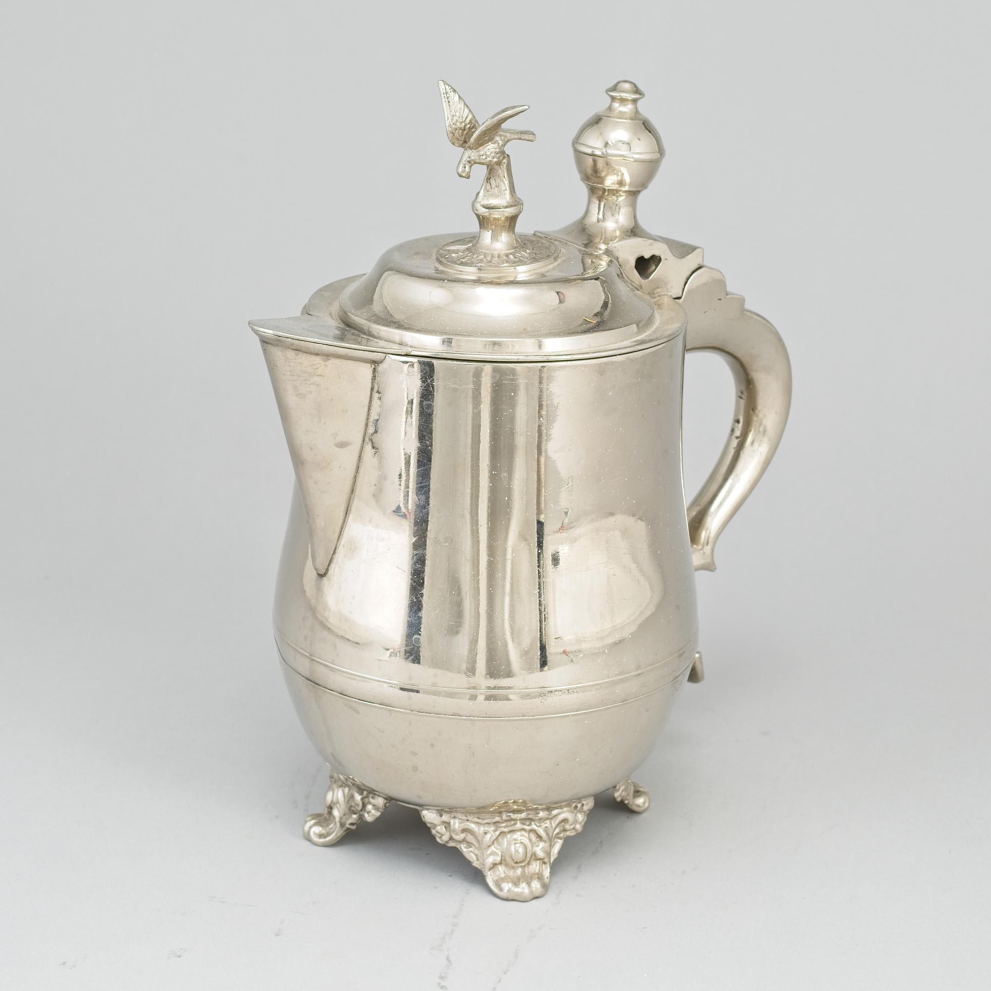 GUSTAF WILHELM LINDBERG, a a silver plated tin pitcher, Örebro (1824-73).