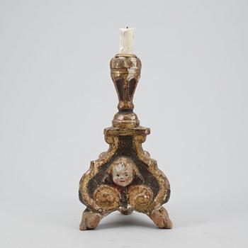 LJUSSTAKSFOT, trä, barock, 1700-tal.