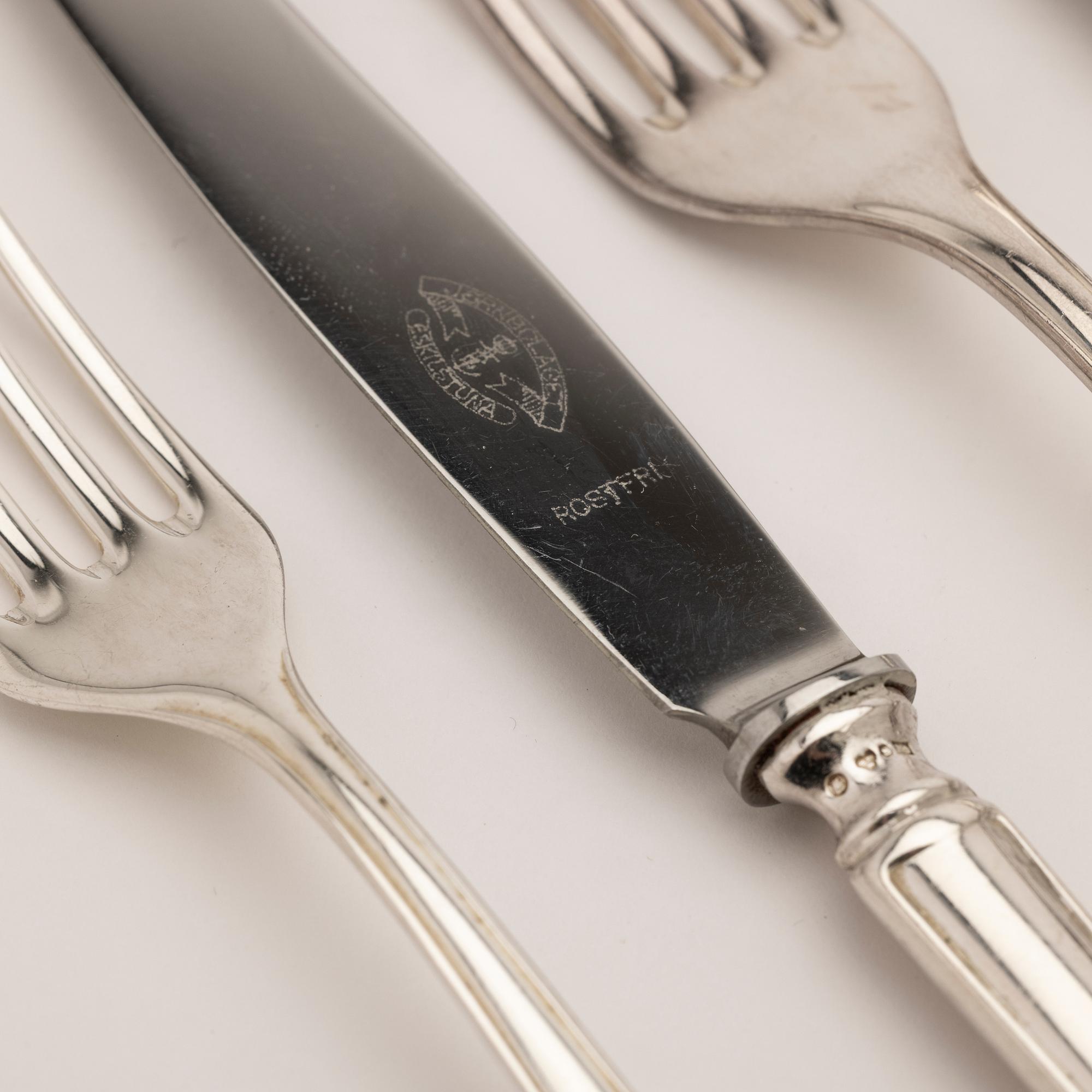 Cutlery, 72 pieces, silver, Haga, JLH, Stockholm, 1951–1956.