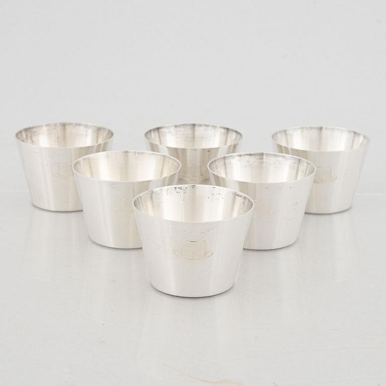 Wiwen Nilsson, six sterling silver beakers, Anders Nilsson, Lund 1960-62.