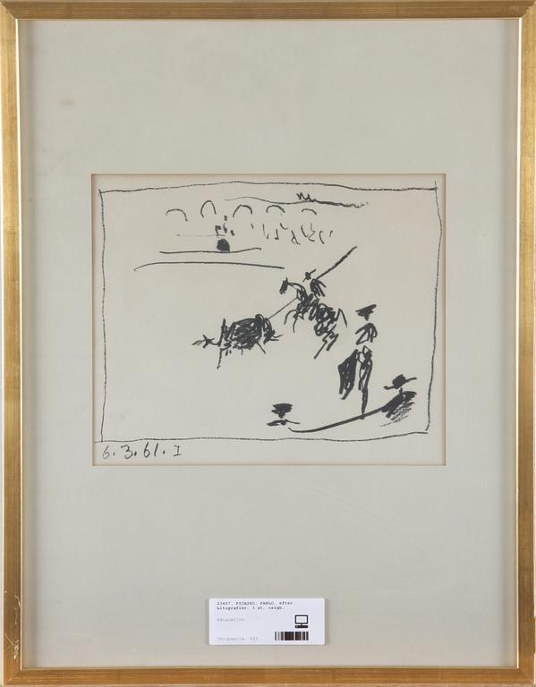 PICASSO, PABLO, efter. Litografier, 3 st, osign.