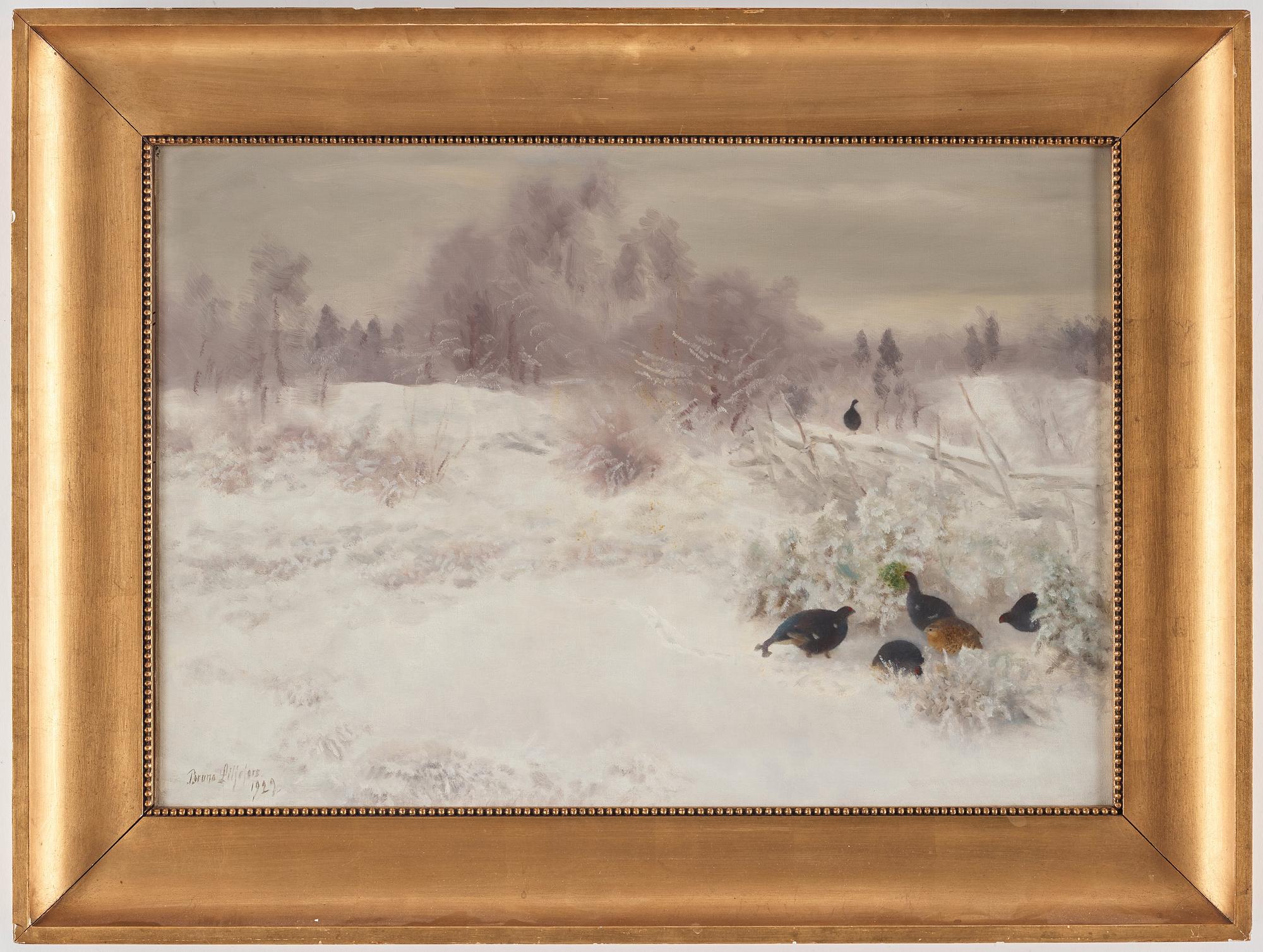 Bruno Liljefors, Winter landscape with birds.