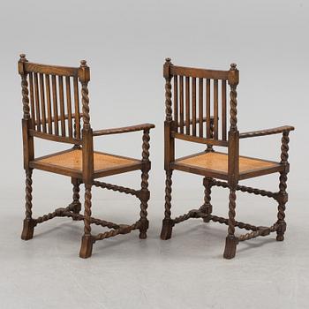 A pair of Baroque style armchairs, 1926.