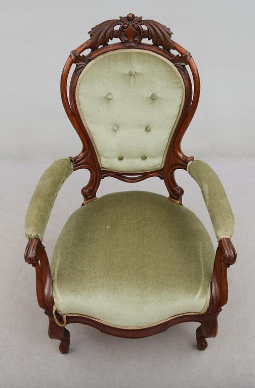 FÅTÖLJ, nyrokoko, 1800-tal.