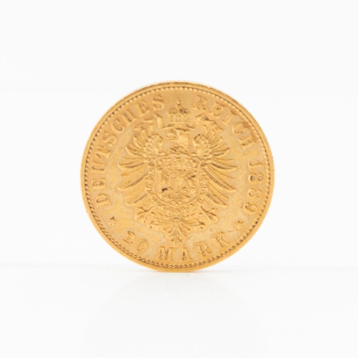 Gold coin 20 marks 1889 German Empire Wilhelm II.