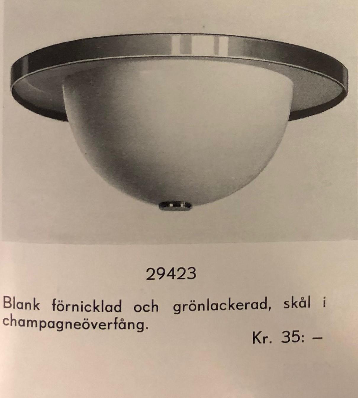 Erik Tidstrand, a pair of ceiling lamps model "29423", Nordiska Kompaniet, 1930s-40s.
